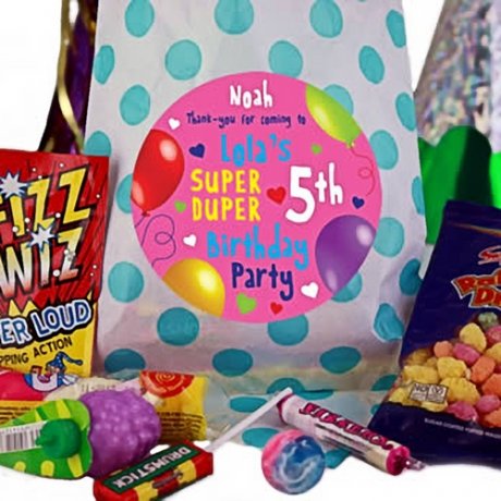 Fabulous Personalised Party Bags for Girls - Blue Polka Blue Party Bags of Sweets for Girls