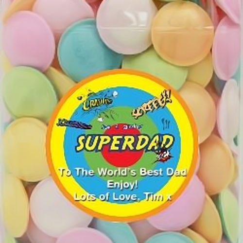 Personalised Full Sized Sweetshop Jar Of Flying Saucers Personalised Full Sized Sweetshop Jar Of Flying Saucers